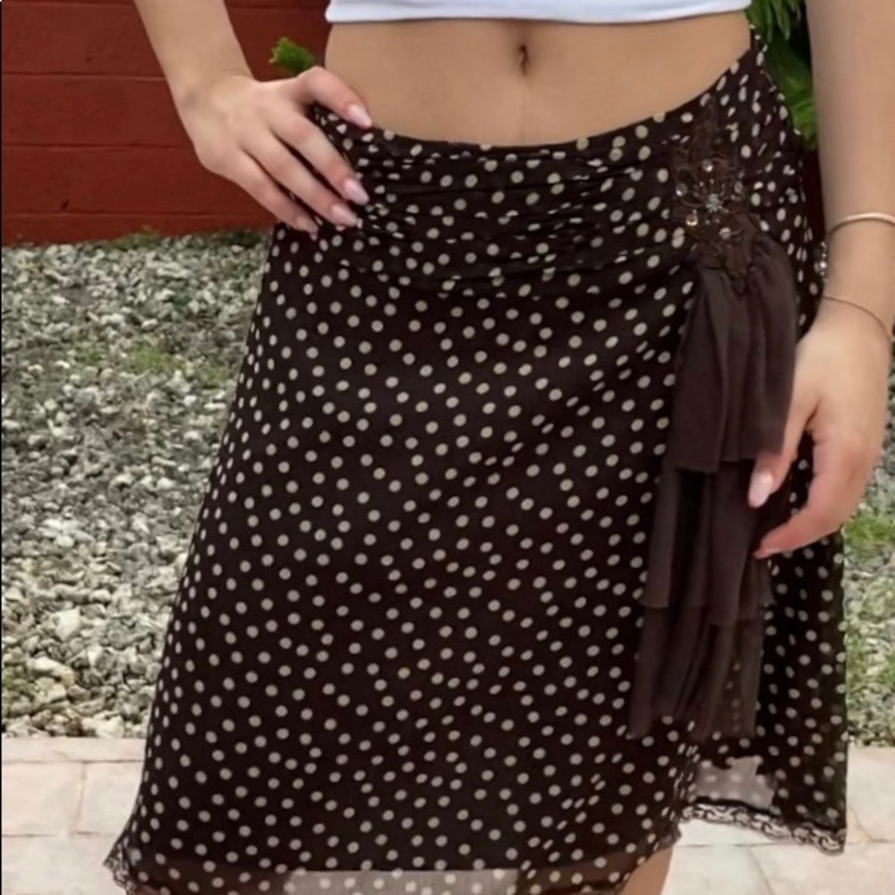 Beautiful,  European Style dotted Brown Skirt.